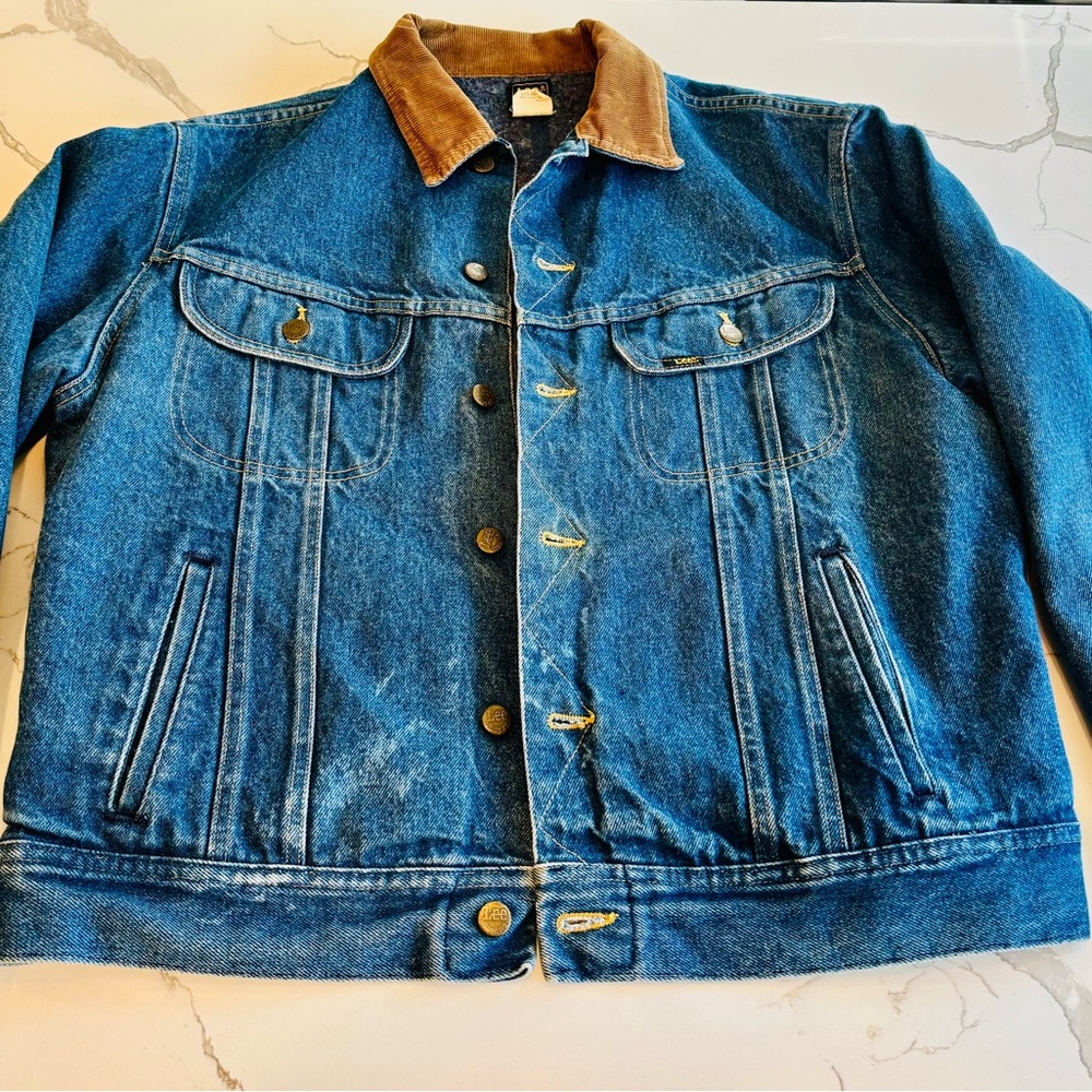 Lee Blue Denim Jacket with Brown Corduroy Collar